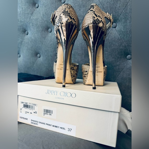 Jimmy choo snake skin gold heel stiletto size 37 (7us) - Picture 5 of 10
